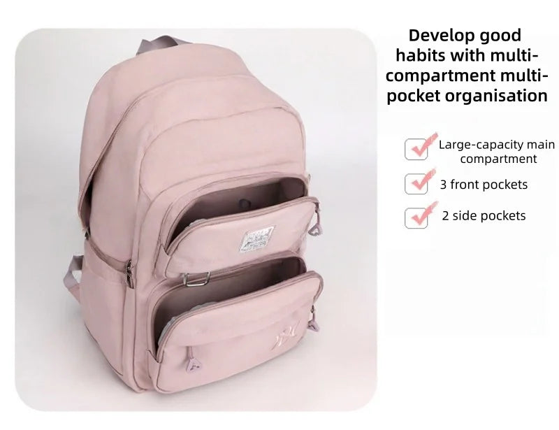 School Bag for Students Large Capacity Secondary School Pupils Backpack Lightweight Reduces Burden and Stress
