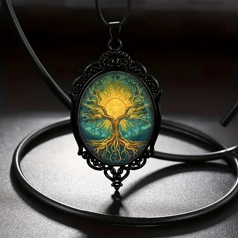 Cross Border European and American Necklace, Vintage Handmade, Tree of Life, Witch Halloween Pendant, Necklace Accessory