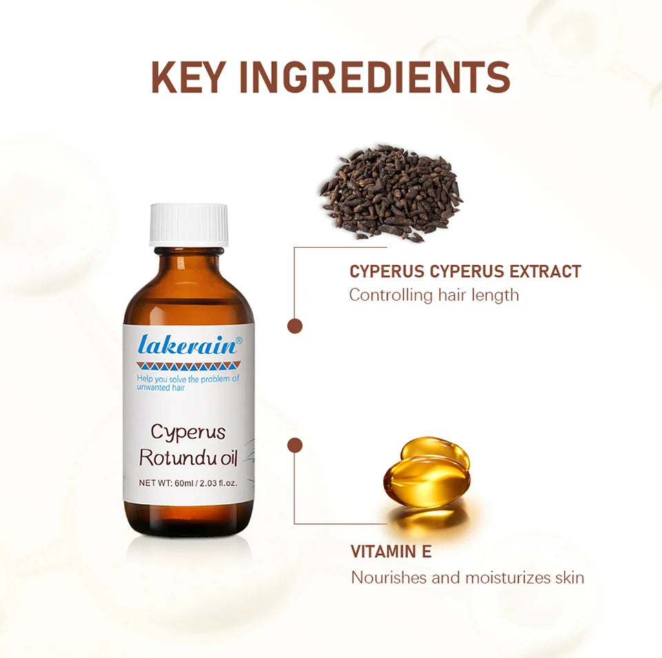 60ml Cyperus Rotundus Oil Nourish the Skin Ingredients are Safe Inhibit Hair Growth Wide Scope of Application Solve Hair Dense P