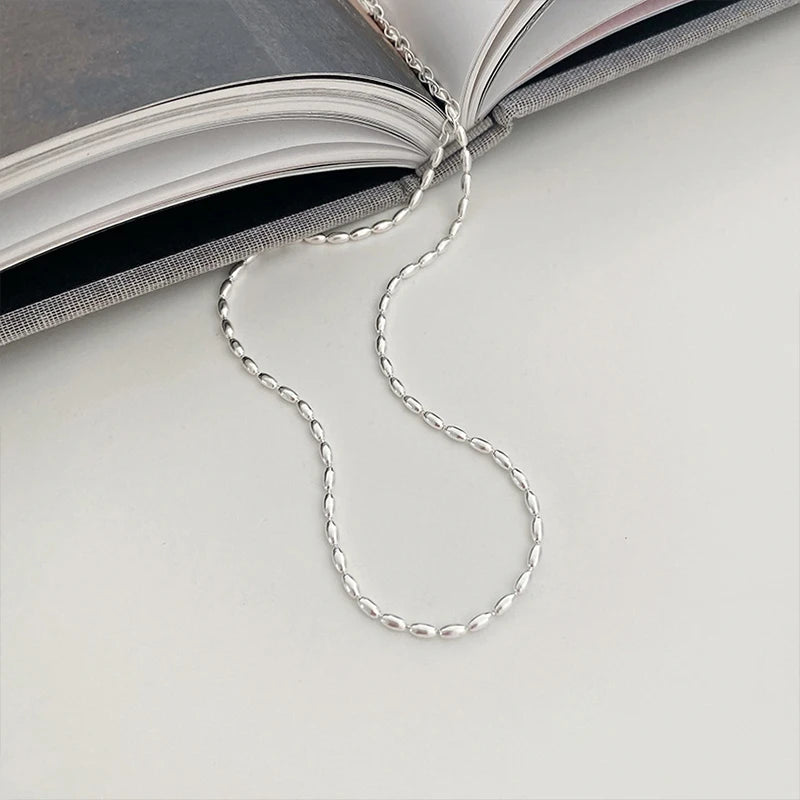925 Sterling Silver Necklace Shiny and Delicate Collarbone Chain Double Layered Round Bead Necklace for Women's Fashion Jeweller