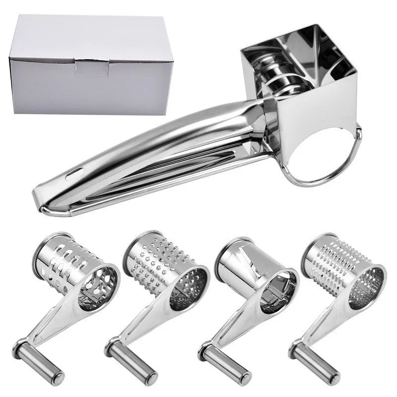 Stainless Steel Cheese Slicer Shredder Drum Hand Crank Rotary Grater Set Cheese Cutter Grater Butter Cutter Kitchen Gadgets