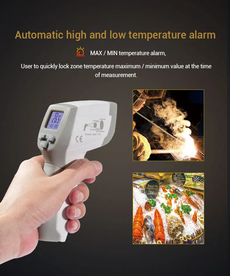Industrial Laser LCD Digital IR Infrared Thermometer Temperature Meter Point -50-500 Degree Non-Contact Thermometer Pyrometer