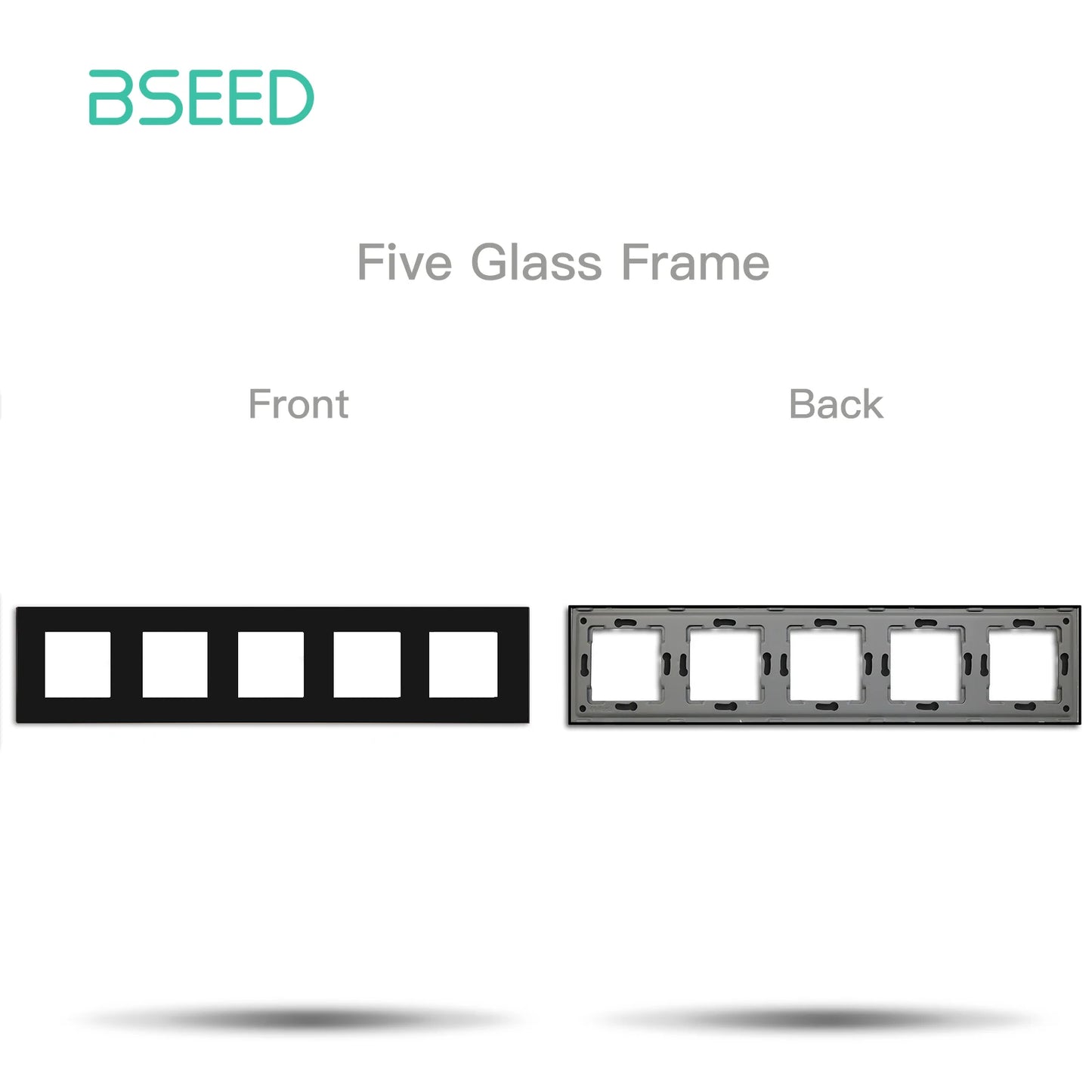 BSEED Only Glass Frame Panel Single Double Frames Wall Socket Triple Four Frames DIY Part with Metal Frames White Black Golden