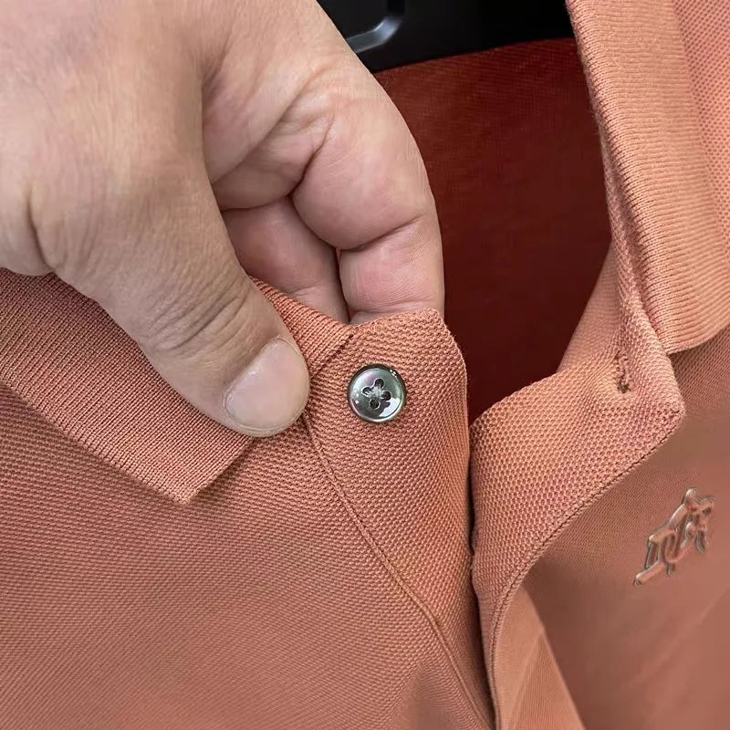 100% pure cotton men's short sleeved polo shirt summer fashion casual top comfortable and breathable high-quality lapel T-shirt