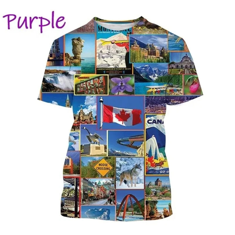 I Love Canada Flag Graphic T Shirt For Men Clothing Canadian Emblem Tee Shirts Unisex Women 3D Happy Canada Day Printing T-shirt