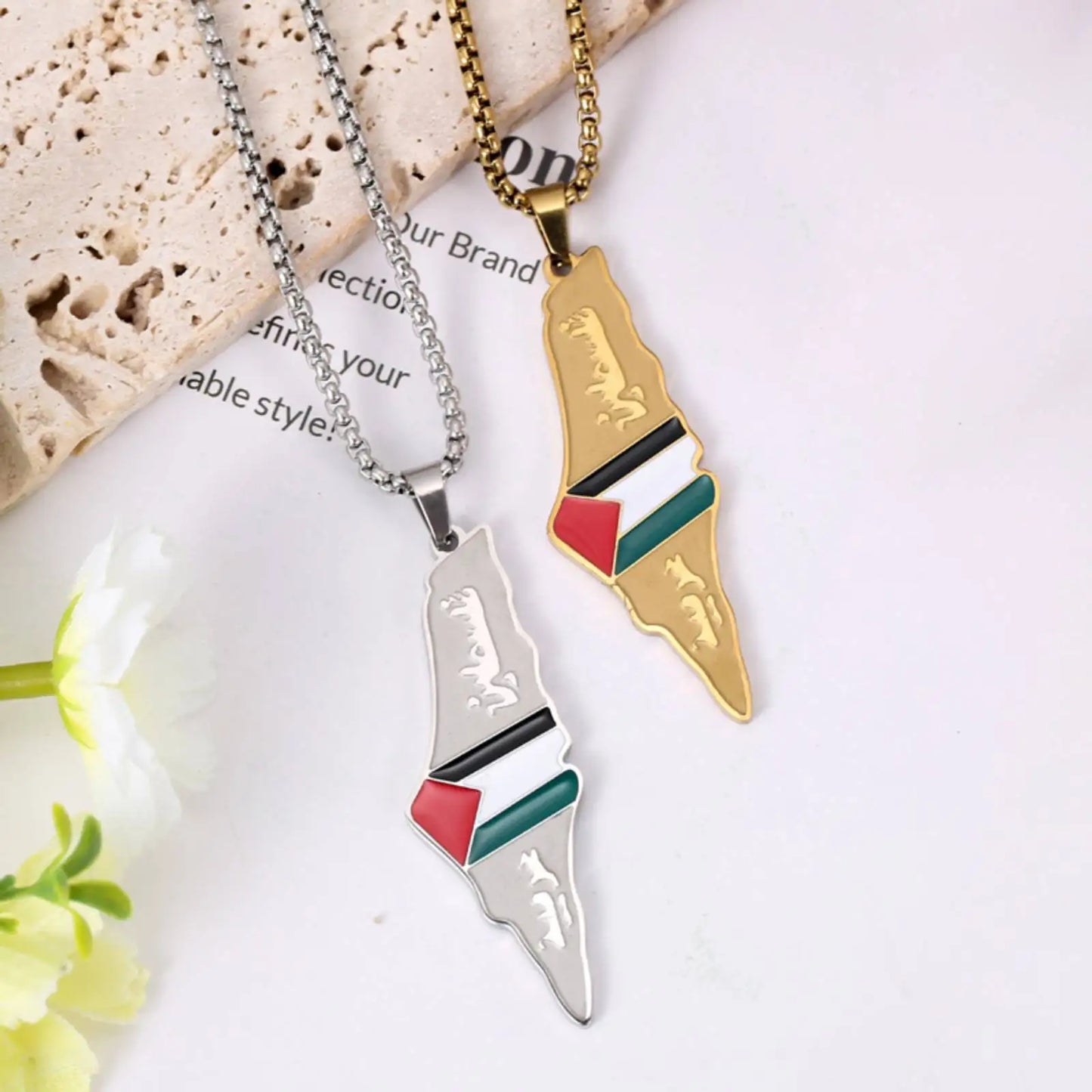 Palestine Flag Pendant Necklace for Women Men Gifts Stainless Steel Jewelry Accessories