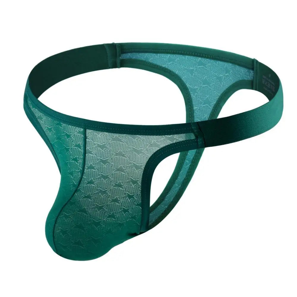 Men Thongs Sexy Underwear T-Back Underpants Breathable  Ice Silk Briefs Big U convex Pouch Thongs G-String Male Lingerie Panties