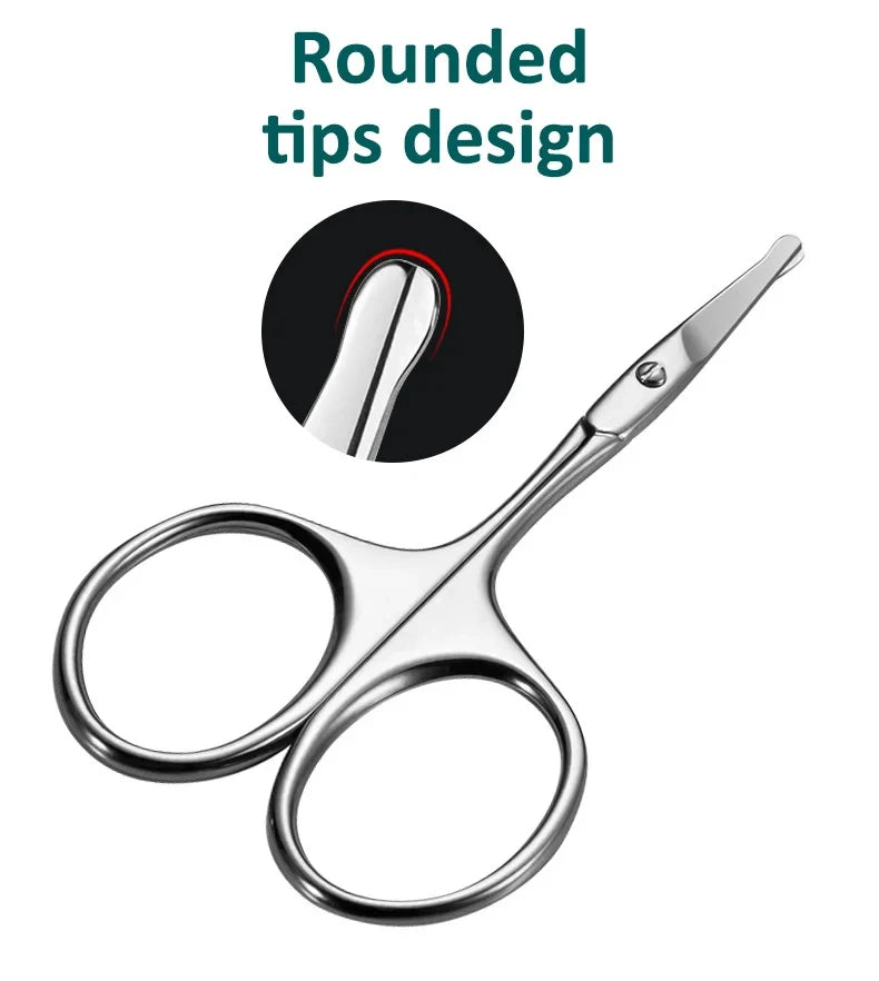 Hair Scissors Professional Beauty Scissors Facial Stainless Steel Mustache Nose Hair Beard Eyebrows Eyelashes Trimming Clippers