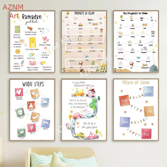 Islamic Arabic Quran Prophets Faith Wall Art Canvas Painting Nordic Style Posters and Prints for Homeschool Decor Mural Picture
