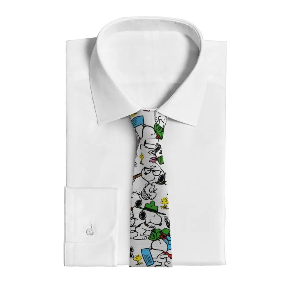 Snoopys & Woodstock Smile Giggle Laugh Neckties Silk 8 cm Neck Tie for Mens Shirt Accessories Cravat Wedding Accessories Office