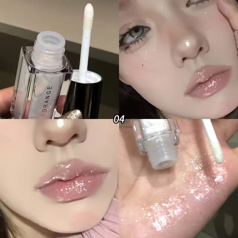 Shiny Glitter Lip Gloss Mirror Water Light Lip Glaze Long Lasting Moisturizing Lipstick Pearl Shimmer Lip Oil For All Skin Types