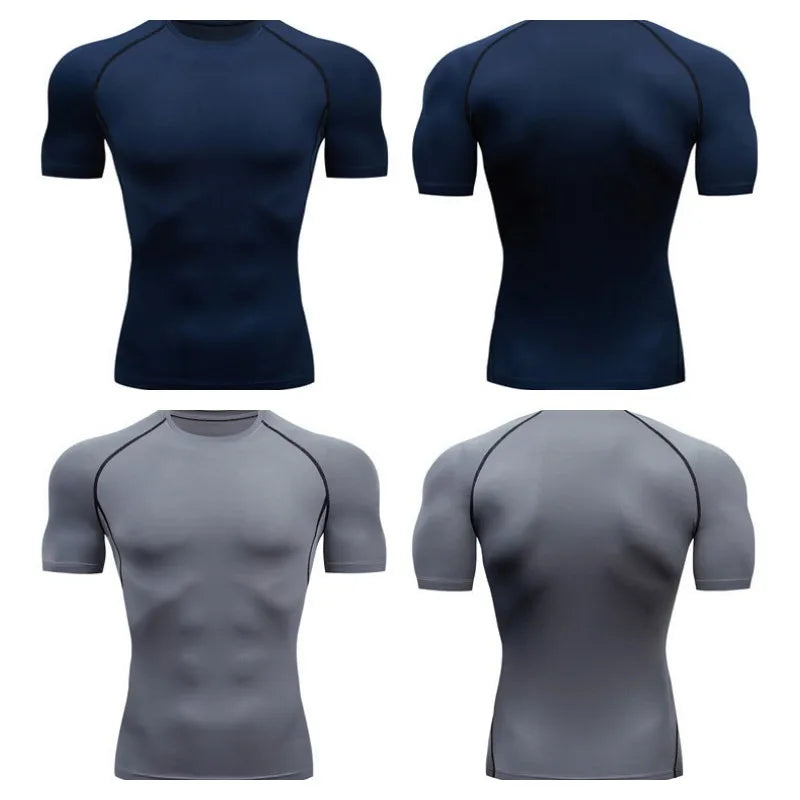Summer Oversized Tops Men Short Sleeve Compression t-Shirt Quick Dry Bodybuilding Gym t Shirt Man Football Jerseys White t-Shirt