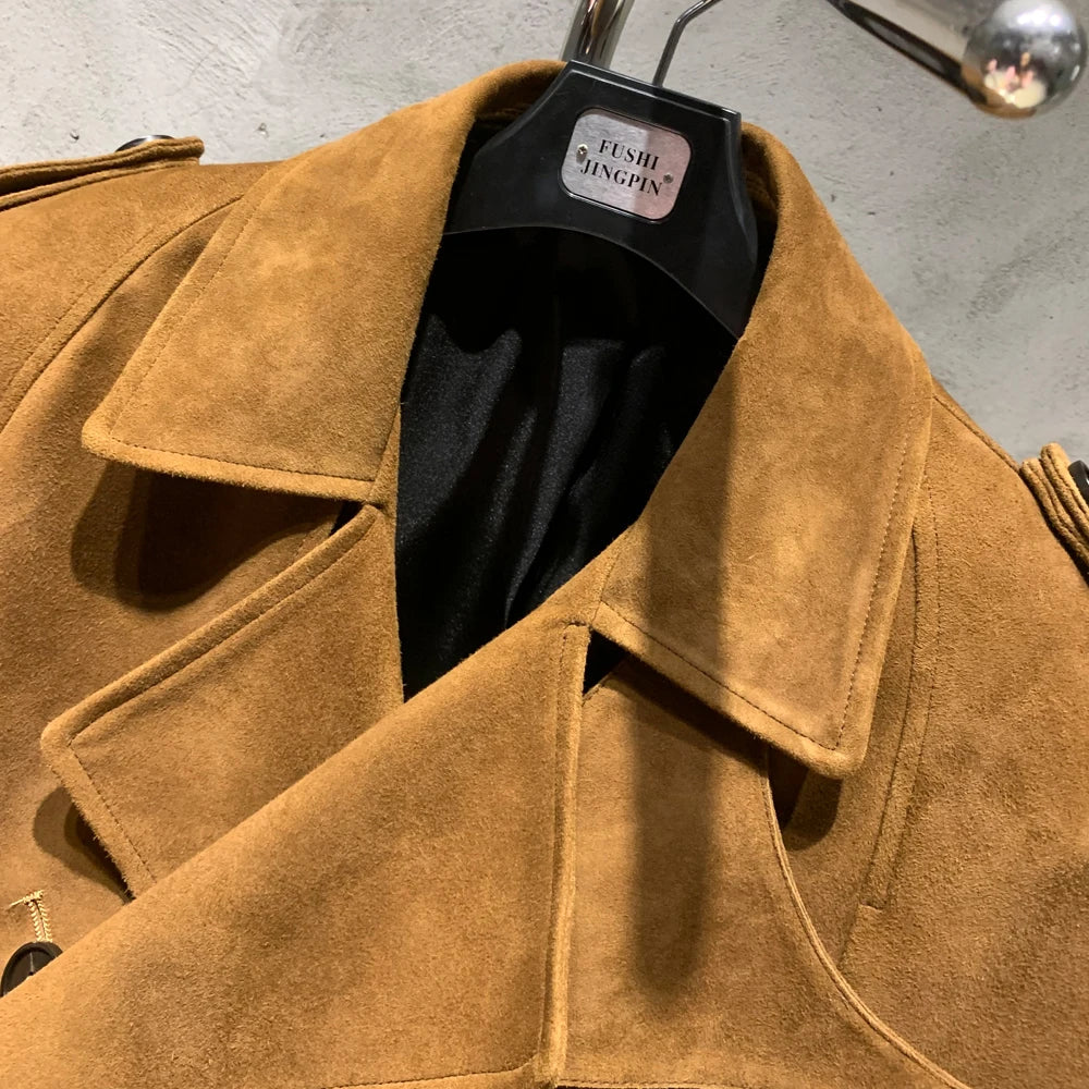 Suede Leather Jackets Women Winter Genuine Sheep Leather Coat Broad Shoulder and Paddad 23012