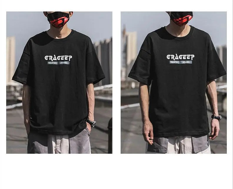 Pure Cotton New Printed T-shirt for Men Short-sleeved Trendy Brand Trendy Half-sleeved Loose Couple T-shirt Original Retro