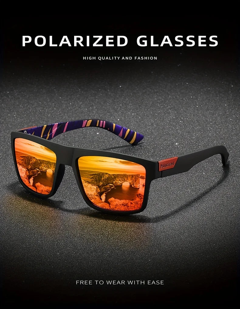 2025 Polarized Sports Glasses for Men, TAC Lens, PC Frame, Classic Square Design, Full Coverage, Fishing, Climbing, Outdoor
