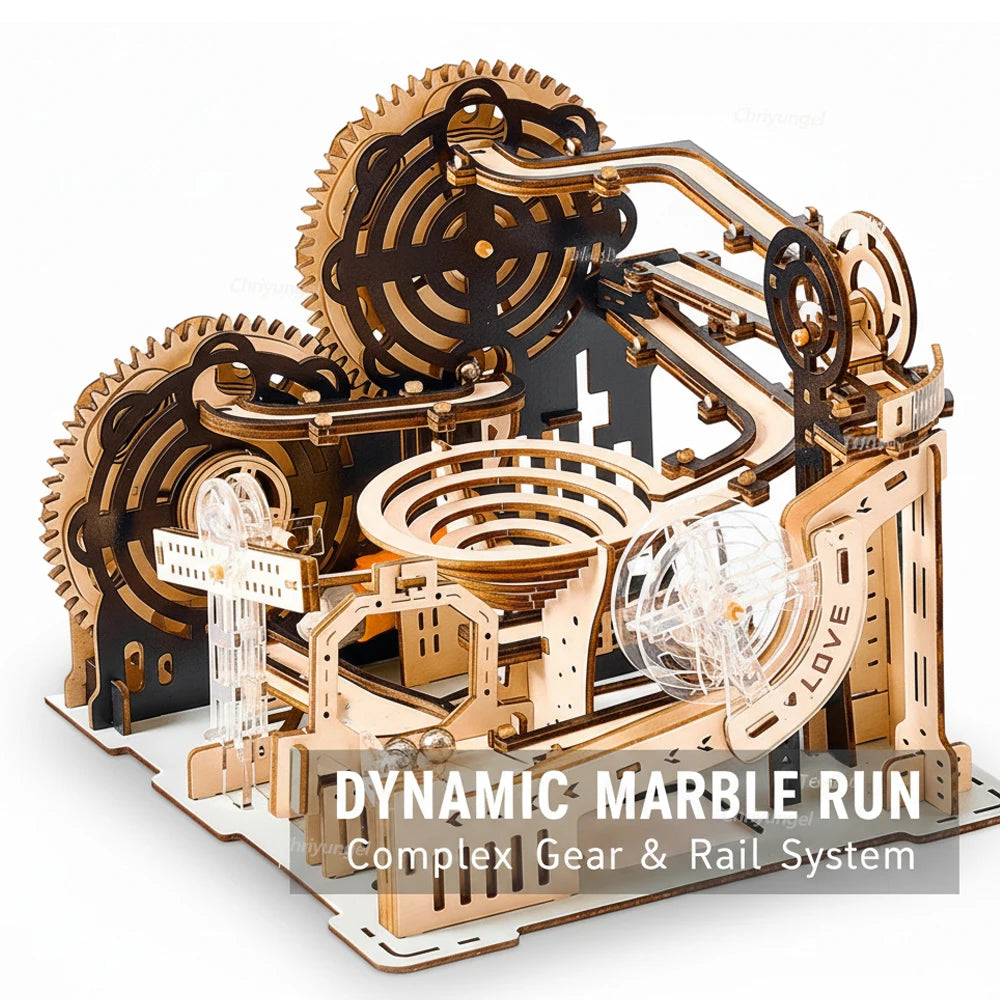 3D Wooden Puzzle DIY Marble Run Building Model Kit STEM Educational Construction Toys for Kids Adults Teens Boys Girls Gifts