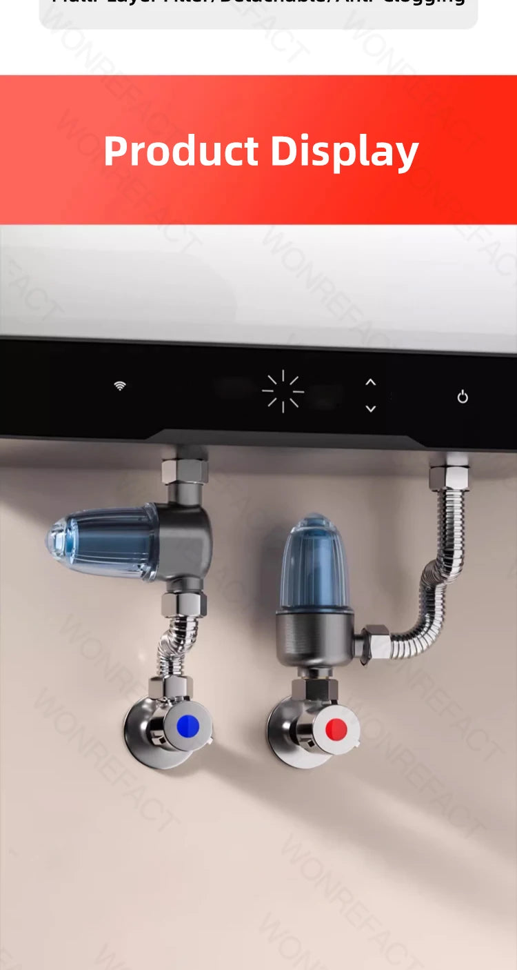 Shower Water Filter Stainless Steel High Pressure PreFilter Water Heater Purifier for Showers Sinks Spin Down Sediment Filter