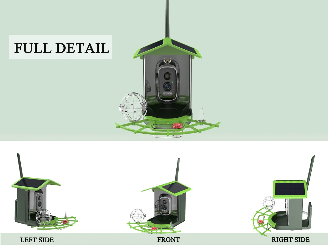 Bird Feeder Camera 4MP 2K HD Bird Video Capture WiFi Solar Powered Camera Battery with Solar Panel, Instant Alerts, Birdwatching