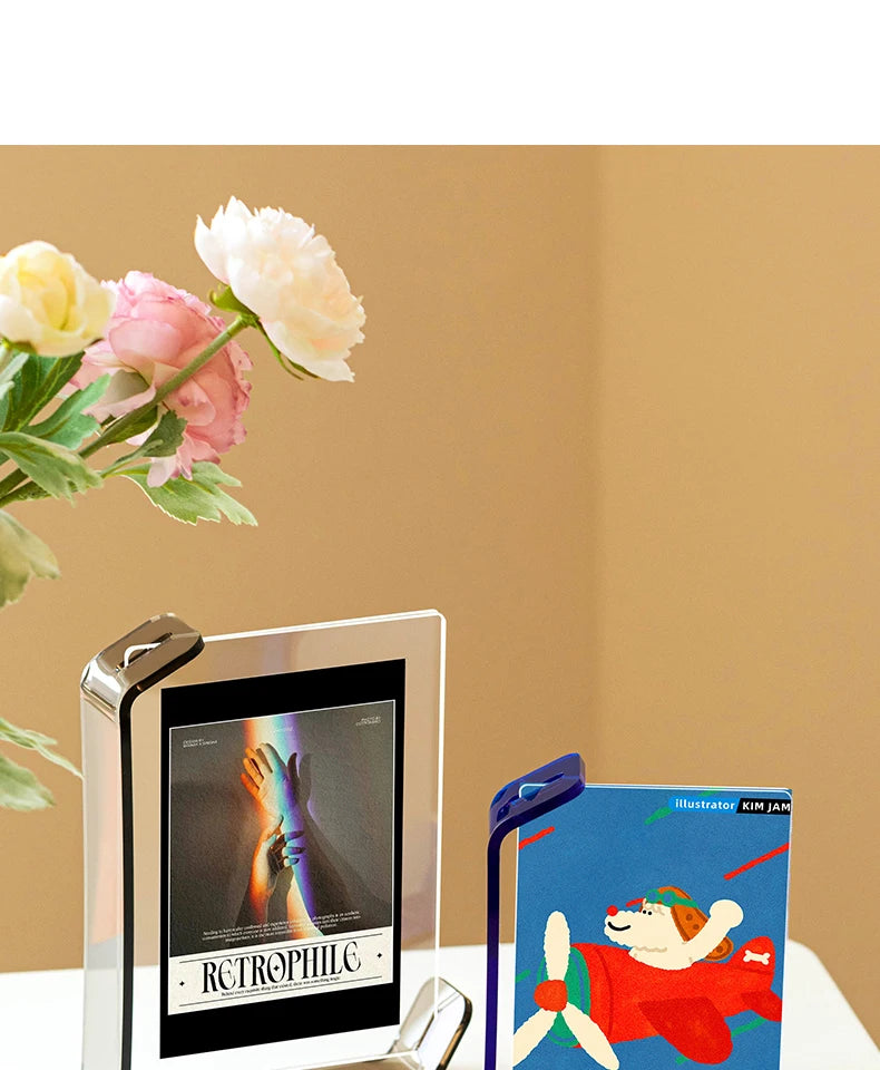 Acrylic Picture Frames Clear Picture Frames Acrylic  Frameless Transparent Cubes Floating Gift for Home Office Desktop Display