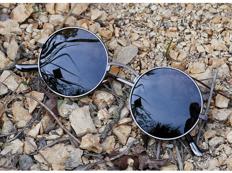 Men Polarized Sunglasses Retro Punk Style Metal Small Round Frame Sunblock Sun Glasses Drive Sports Outdoor Travel Eyewear T251