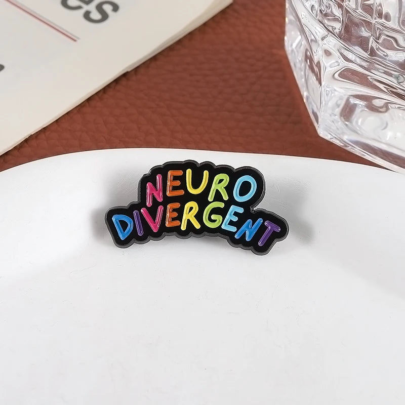 Autism Awareness ADHD Mental Health Enamel Pin Rainbow Neurodivergent Brooch Lapel Backpack Badge Jewelry Gift for Friends