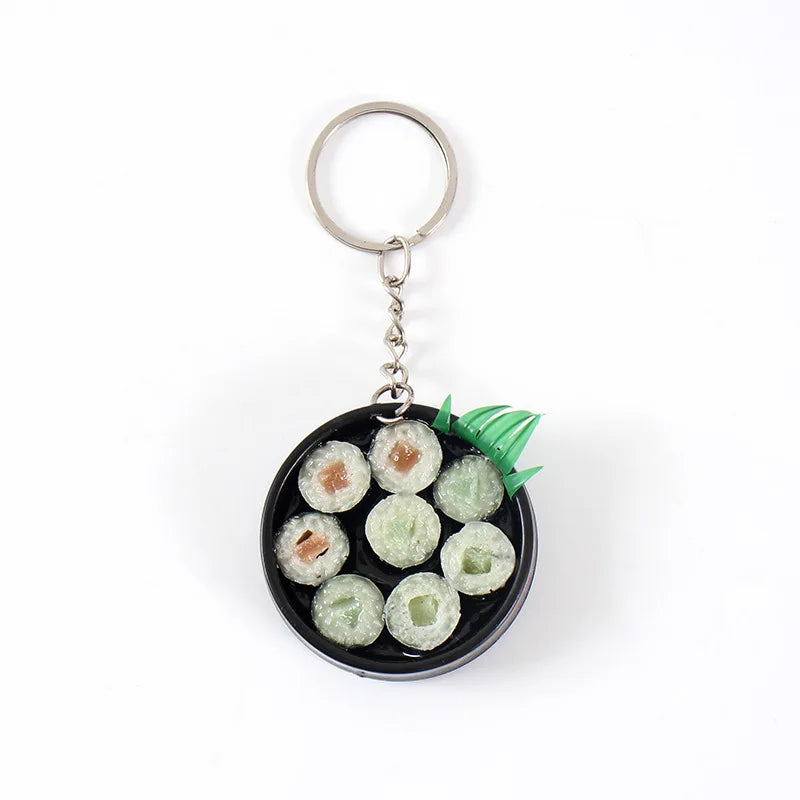 Simulation Food Keychain Pendant Funny Gift Lunch Box Sashimi Toys Party Couple Car Bag Key Rings