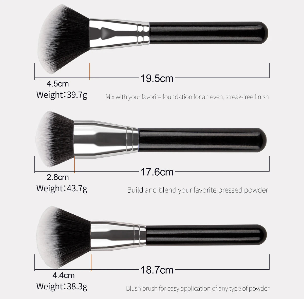Professional 40Pcs Makeup Brushes Set Soft Synthetic Bristle Powder Blending Contour Eyebrow Eyeshadow Fan Foundation Brush