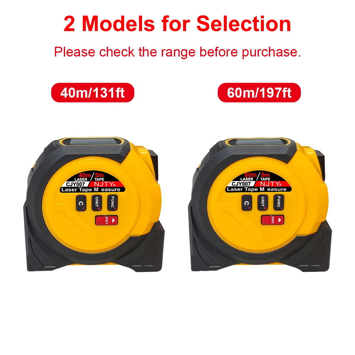 3-in-1 Laser Tape Measure British 60m/196ft  40m/131ft Laser Distance Meter Cross Laser Level Belt Buckle Design Self-lock Tools