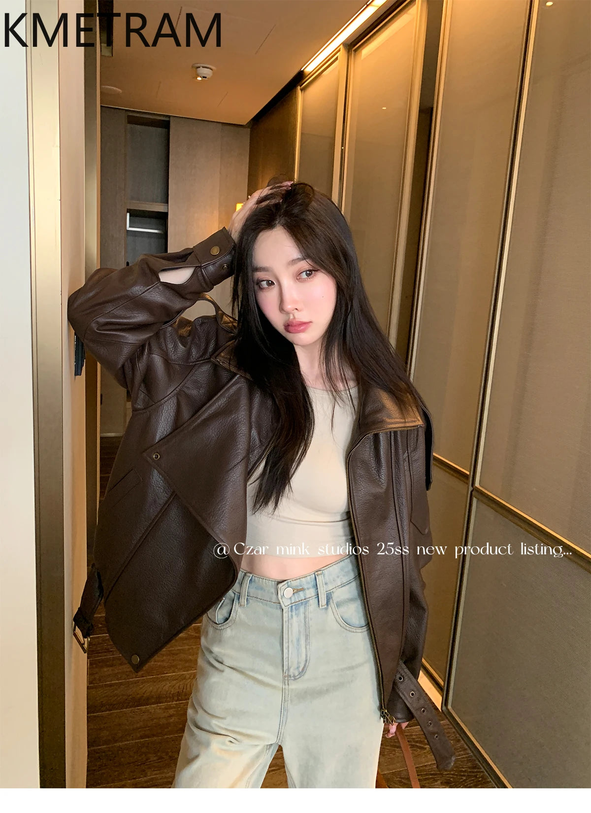 100% Real Sheepskin Jacket Woman Brown Biker Genuine Leather Jackets High Quality Outerwears Fall Clothes 2025 Women дубленка