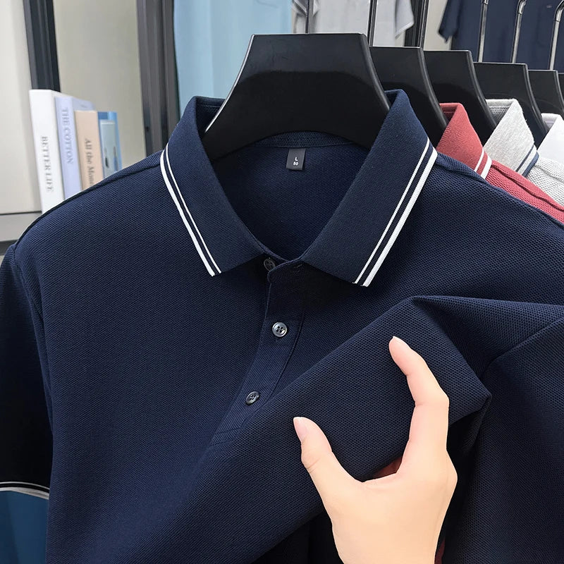 100% pure cotton men's polo shirt summer new fashion casual short sleeve comfortable luxury new simple solid color lapel T-shirt