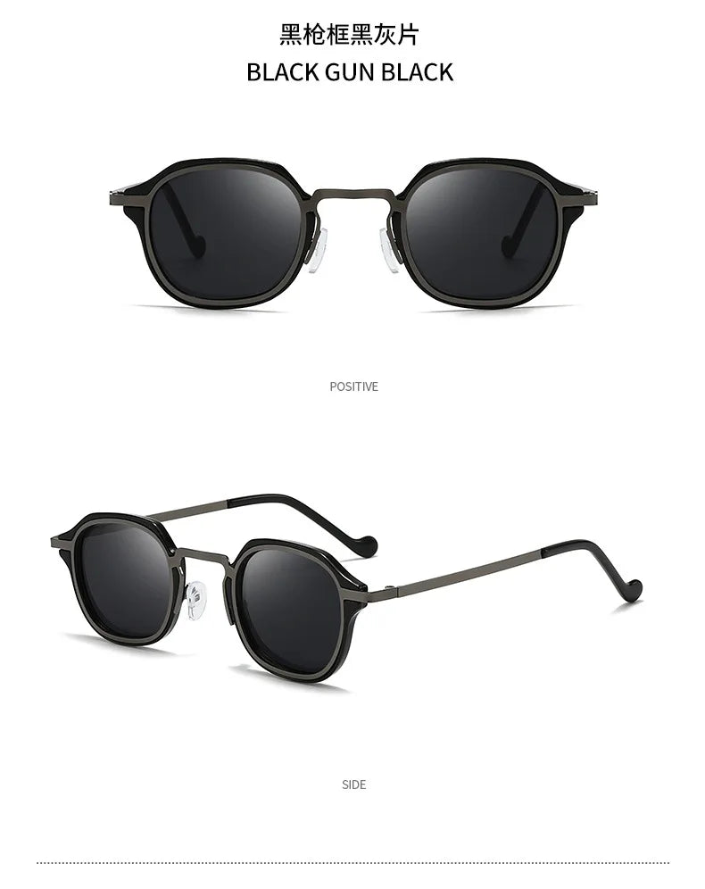 2025 New Small Square Polarized Sun Glasses For Men Women Retro Steampunk Sunglass Metal Frame Eyewear Oculos De Sol UV400 TAC