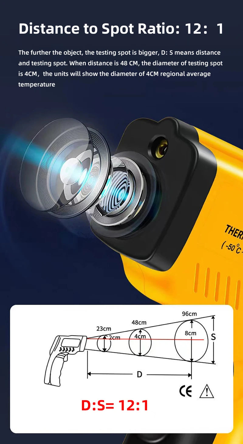 Digital Infrared Thermometer -50-550C Non-Contact Digital Laser Thermometer Gun For Meat Buffalo Milk BBQ Cooking Thermometer