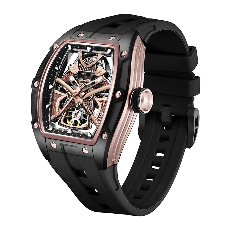 Automatic Movement Mechanical Watches for Men Fashion Black-warrior Hollow High Quality Waterproof Mens Watch Reloj Hombre