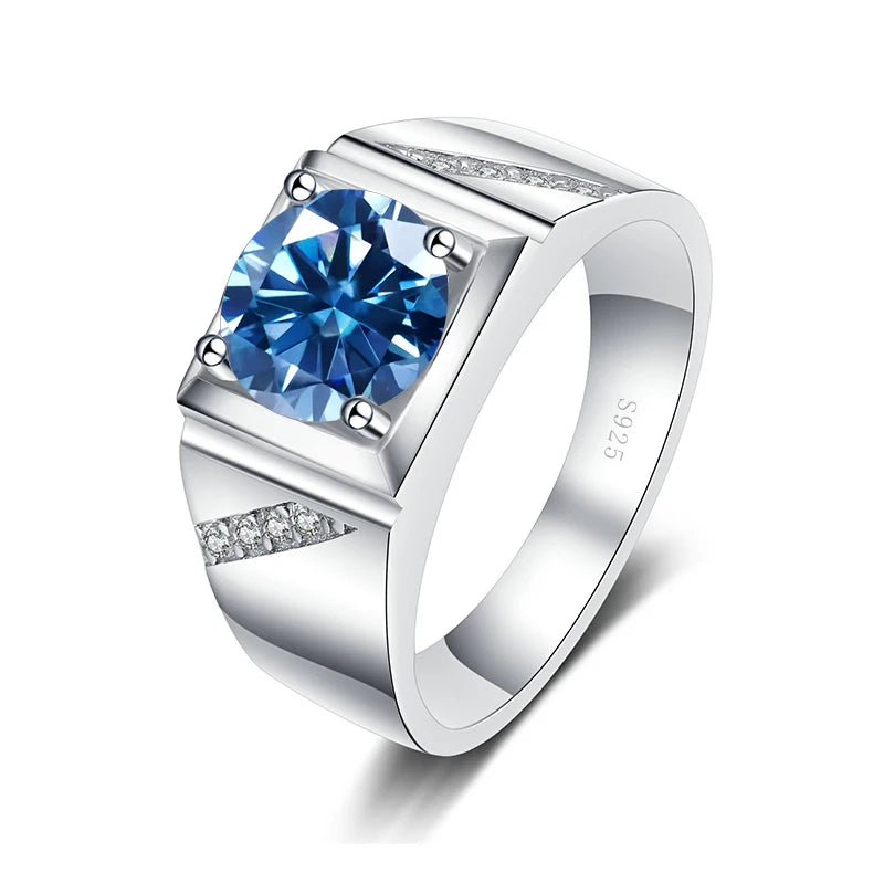 JoyceJelly Pure Silver 925 Jewelry For Men Luxury 1 Carat D Color Moissanite Ring S925 Simple Wedding Rings Platinum Plating