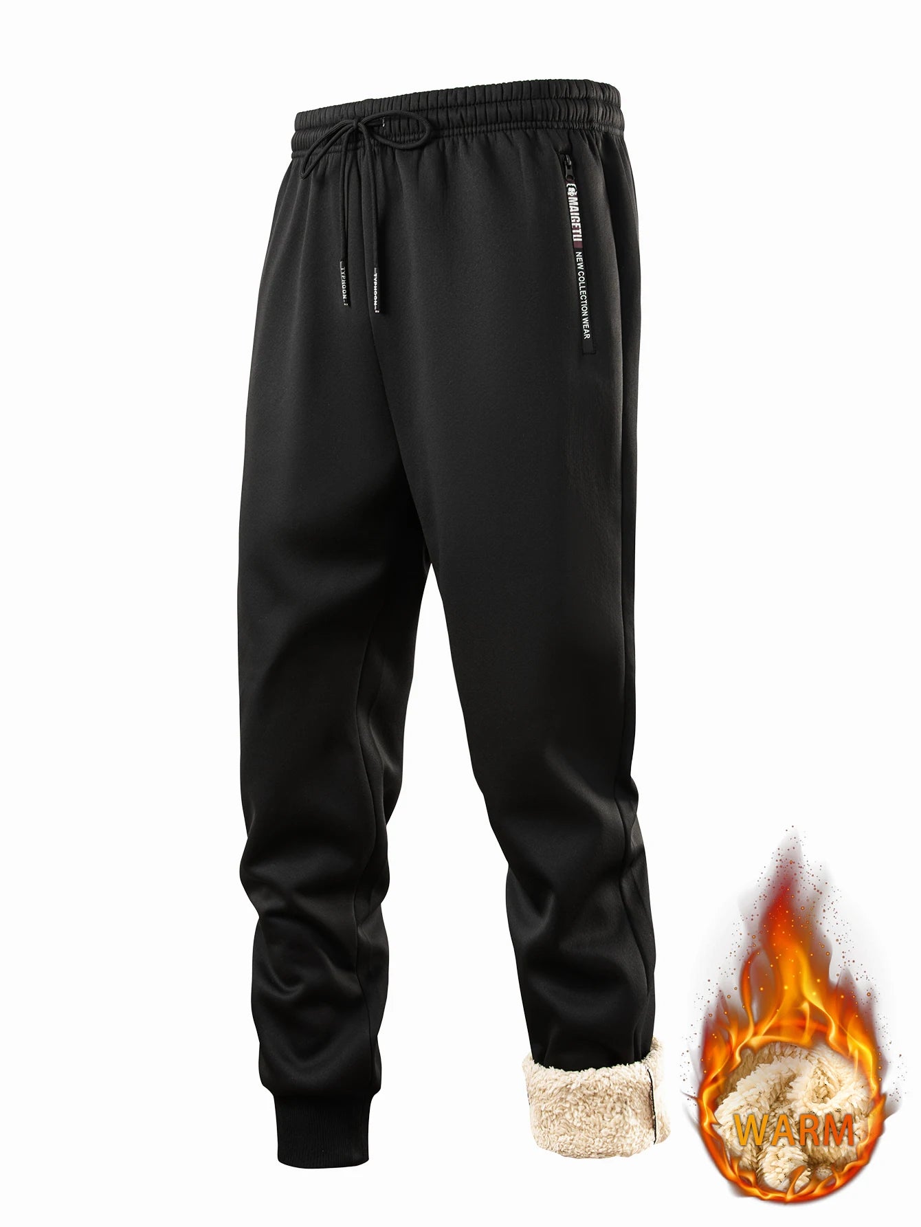 Men's casual pants autumn and winter lamb plush fleece sports pants men's jogging pants elastic waistband ankle-cuffed casual