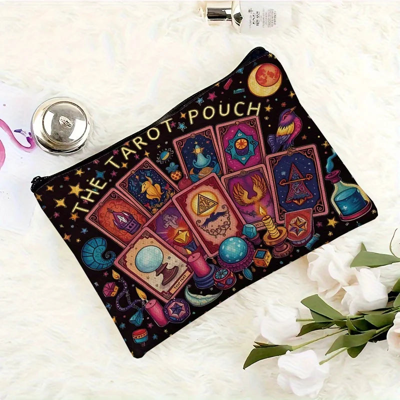 ACosmic Tarot Card Makeup Bag - Women's Multi-functional Zipper Pouch, Jewelry Storage Bag, Perfect Travel Zipper Small Storage