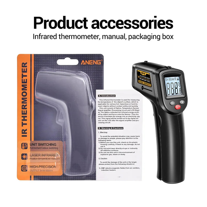 TH201 Digital Thermometer Handheld Non-Contact Laser Temperature Meter Gun Temperature Tester Instruments Pyrometer 2025