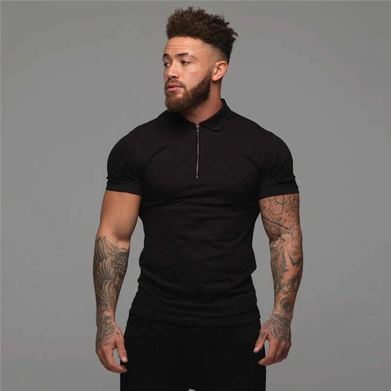 Brand Cotton Casual New Mens Short Sleeve Polo Shirts Fitness Fashion Polo Shirt Clothing Bodybuilding Trend Sport Polo Shirts