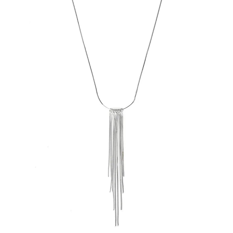 Fashionable fringed necklace, women's long style pendant accessory, simple and versatile collar chain jewelry