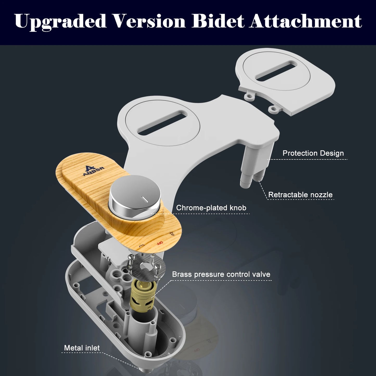 Bidet Attachment for Toilet - Dual Retractable Nozzles Bidet(Hygienic Rear & Feminine Wash) with Adjustable Water Pressure