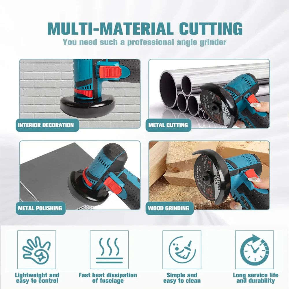 Cordless Electric Grinder 19500rpm Handheld Polishing Grinding Machine Diamond Cutting Power Tool 12V Battery Rechargeable