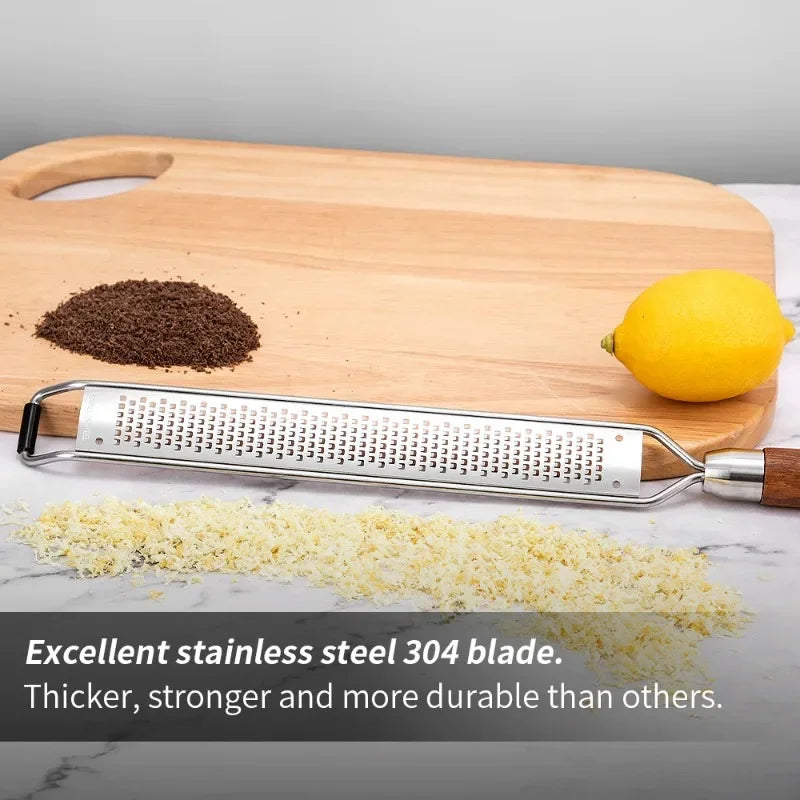 1pc Cheese Grater Wooden Handle,Multi-purpose Stainless Steel Vegetable Grater Kitchen Tools Food Shredder for Chocolate Butter