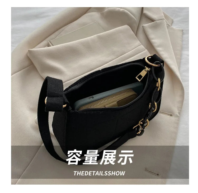 Women Small Square Bag Сумка Женская Simple and Versatile Casual Handbag Fashion Popular Felt One Shoulder Messenger Bags Purse