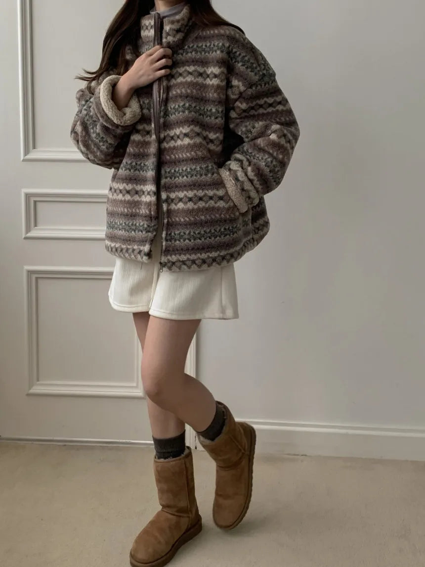 Winter Clothing with Retro Patterns  Thickened Warm Cotton Jacket for Women