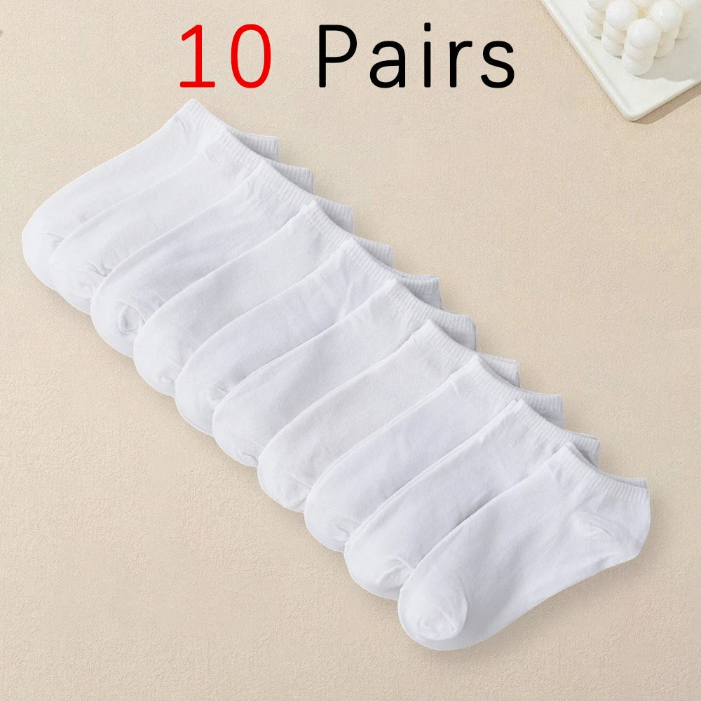 5/10 Pairs Men's  Boat Socks Business Sport Sweat Absorption Mature Summer Autumn Solid Color Non Pilling Versatile Ankle Socks