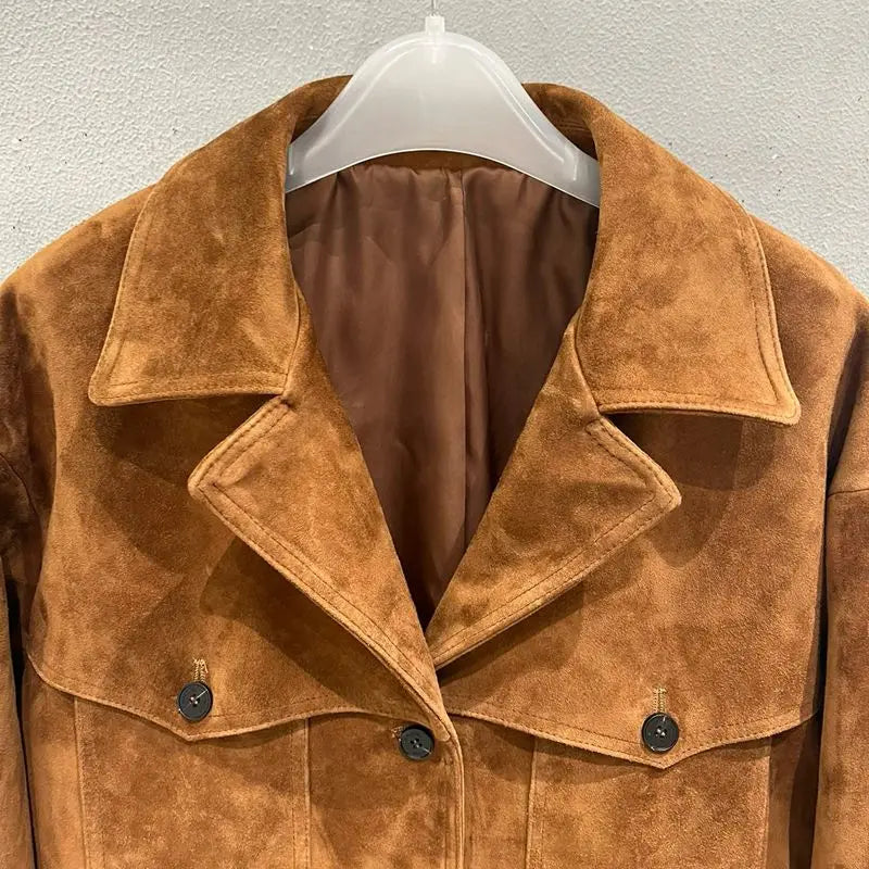 Natural Lambskin Leather Jacket for Women, 100% Genuine leather Sheepskin Leather Women Coat, Long Sleeves, H806