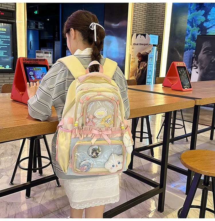 Large Capacity Children's School Bag Set for Girls Primary And Middle School Double Shoulder Backpack Sweet College Style
