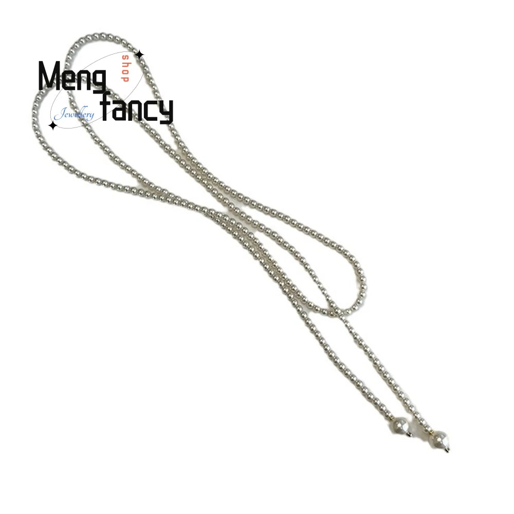 This 130cm Long Glass Pearl Necklace Can Be Worn In Multiple Ways. The Long Necklace Is Elegant And Trendy. It's A Retro Sweater
