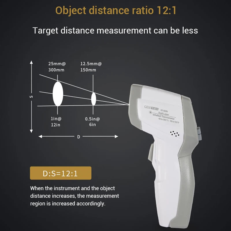 Industrial Laser LCD Digital IR Infrared Thermometer Temperature Meter Point -50-500 Degree Non-Contact Thermometer Pyrometer