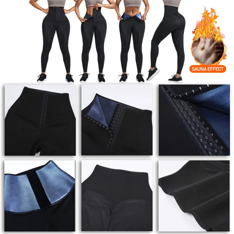 Sweat Sauna Pants Body Weight Loss Slimming Pants Waist Trainer Shapewear Tummy Hot Sweat Leggings Fitness Workout Pants